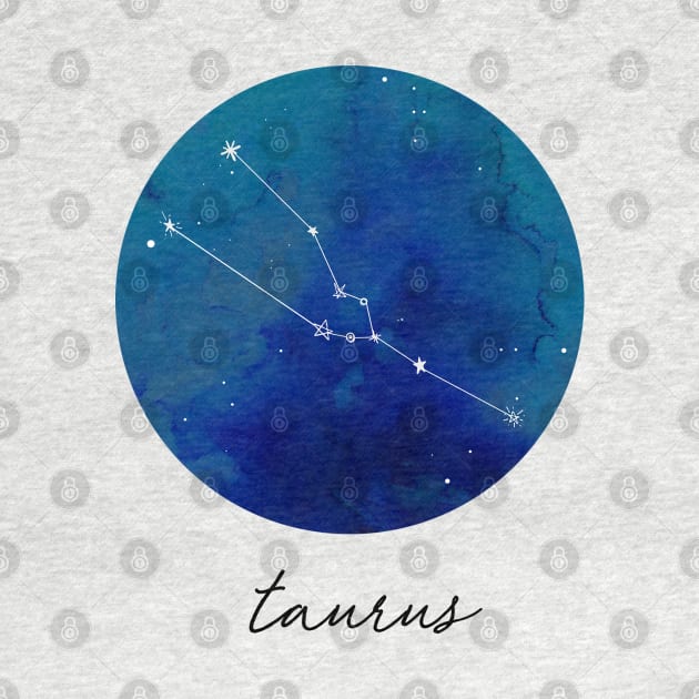 Taurus Zodiac Watercolor Constellation by aterkaderk